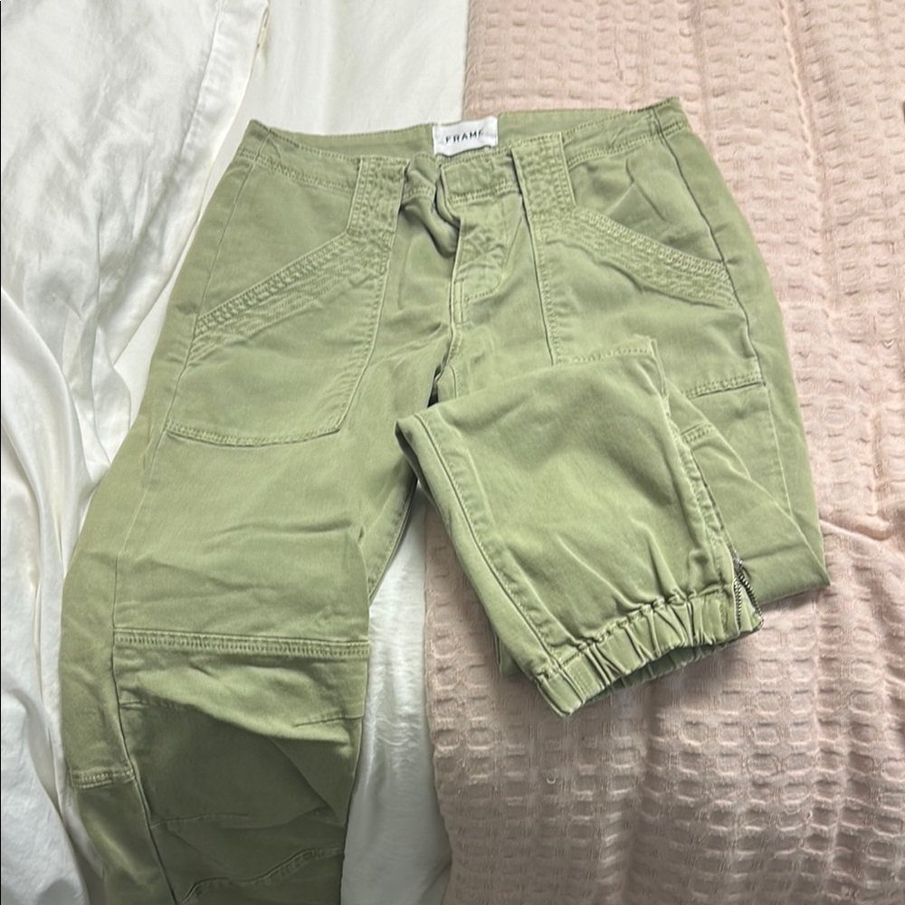 Frame Denim Green Cropped Ankle Pants
